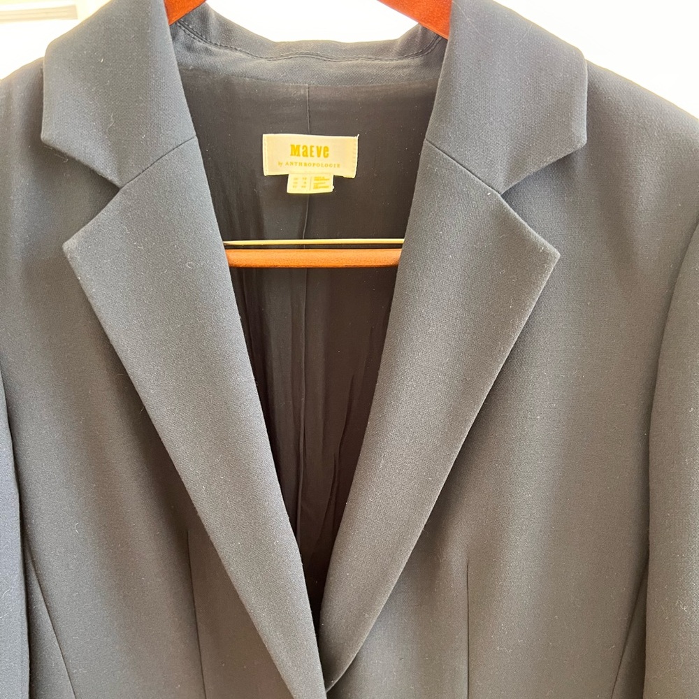 Long Navy Blazer by Maeve Anthropologie